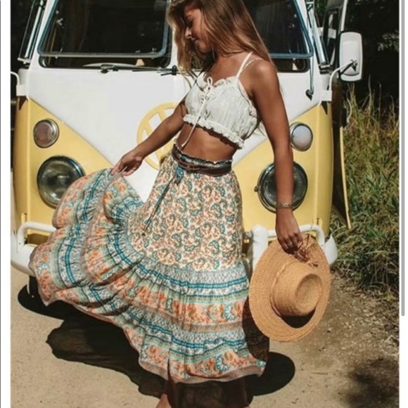 Dresses & Skirts - New! Boho maxi soft front tie skirt cream base